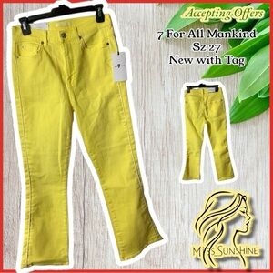 7 for all mankind NEW with Tag - Sz 27 - high rise slim kick boot lemon Jeans